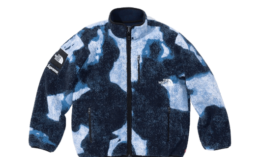 The North Face Bleached Denim Print Fleece Jacket Blue