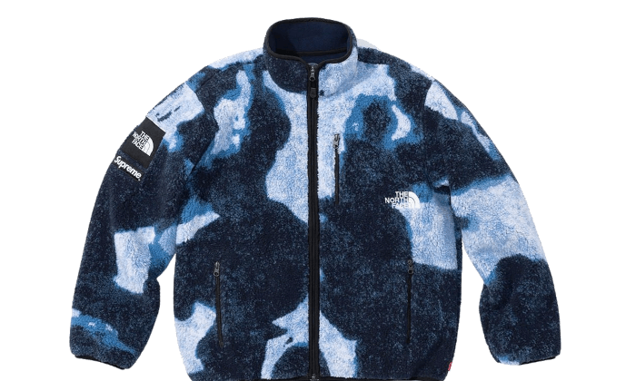 The North Face Bleached Denim Print Fleece Jacket Blue