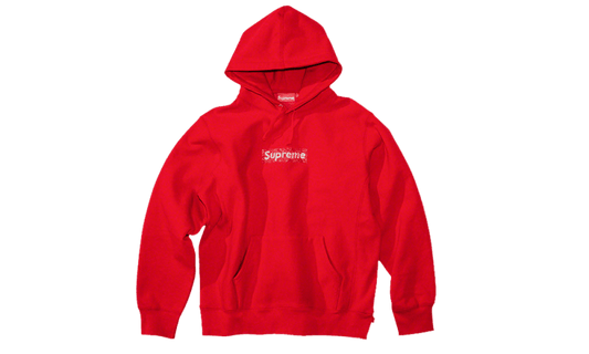 Swarovski Box Logo Hooded Sweatshirt Red