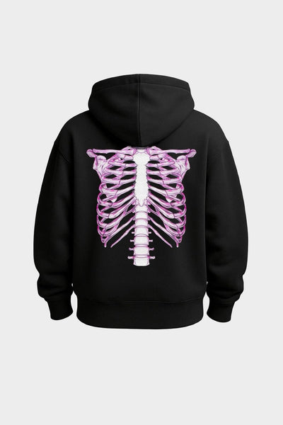 SWEAT ZIP SKELETON 3D PINK