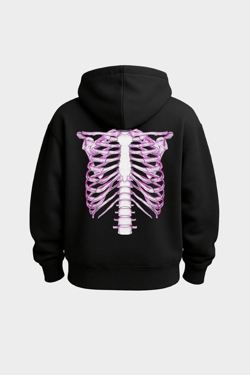 SWEAT ZIP SKELETON 3D PINK