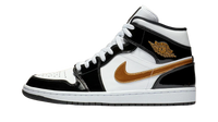 Air Jordan 1 Mid Patent Black White Gold