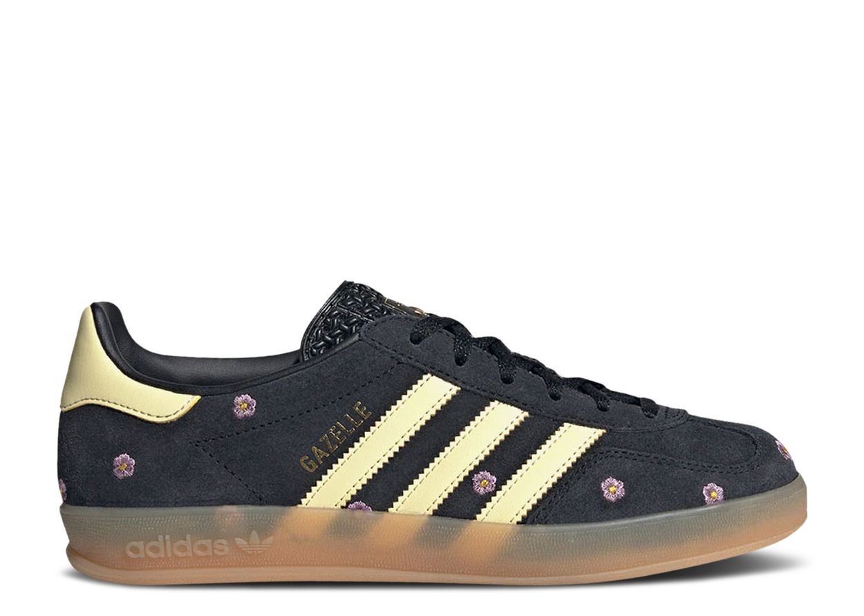 Adidas Gazelle Indoor Core Black Almost Yellow Floral (9864962179399)