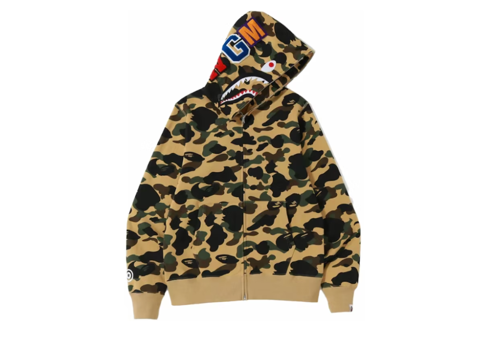 Bape 1st Camo Shark Full Zip Hoodie Yellow (9864969257287)