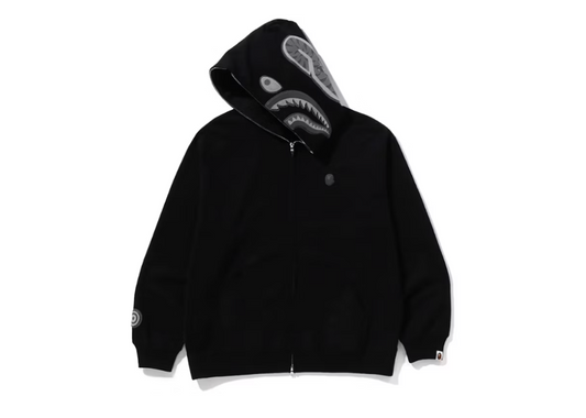 Bape Ape Head One Point Shark Zip Hoodie Black (9864853258567)