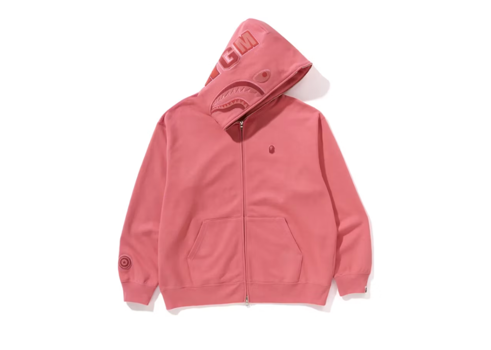 Bape Ape Head One Point Shark Zip Hoodie Pink (9864853193031)