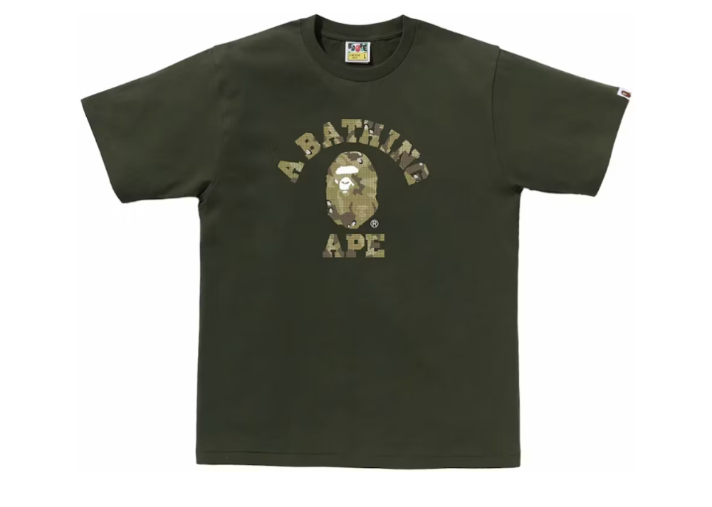 Bape Bitmap College Tee Olivedrab (9864916304199)