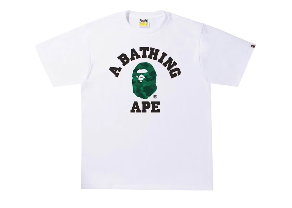 Bape Color Camo College Tee (SS22) White/Green (9864922726727)