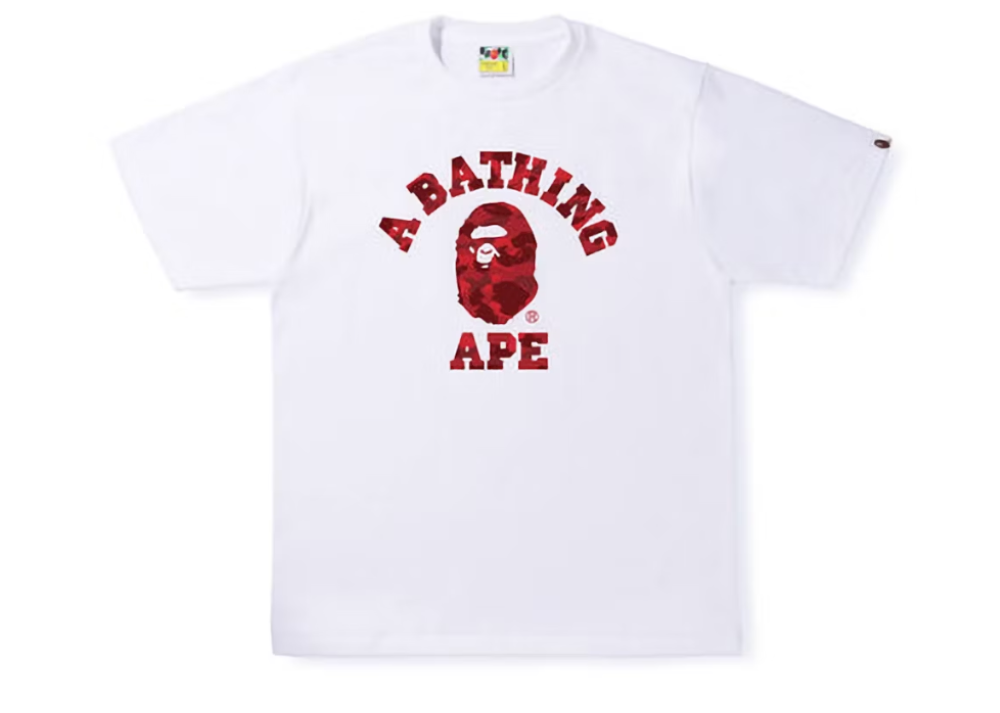 Bape Color Camo College Tee White/Red (9864963686727)