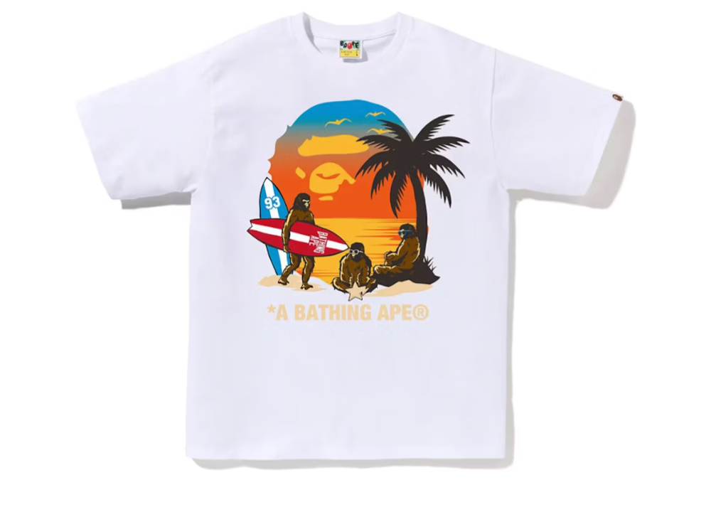 Bape Sunset Beach Ape Head Tee White (9864966340935)