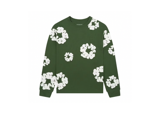 Denim Tears Long Sleeve Cotton Wreath T-Shirt Green (10004616642887)