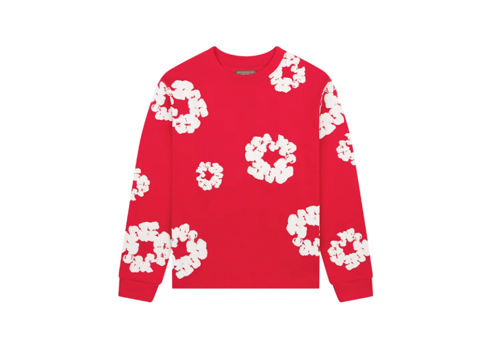 Denim Tears Long Sleeve Cotton Wreath T-Shirt Red (10004616773959)