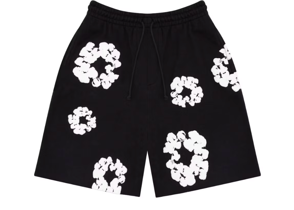 Denim Tears The Cotton Wreath Shorts Black (9864985772359)