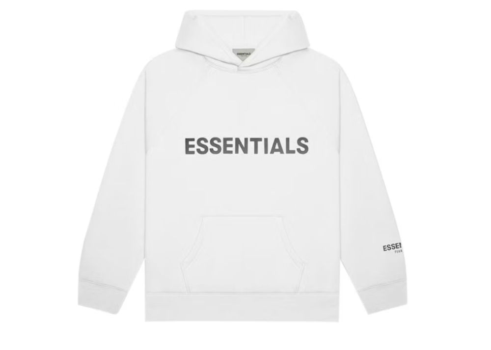 Fear Of God Essentials 3D Silicon Applique Pullover Hoodie White (9864968405319)