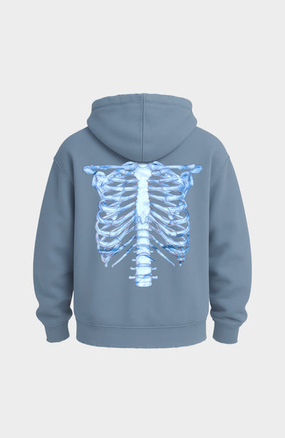 Sweat zippé Squelette 3D BLEU