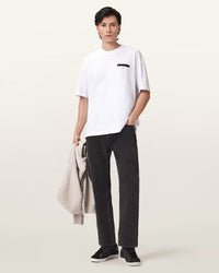 T-shirt ALLSAINTS Redact oversize avec logo brodé Blanc cendré
