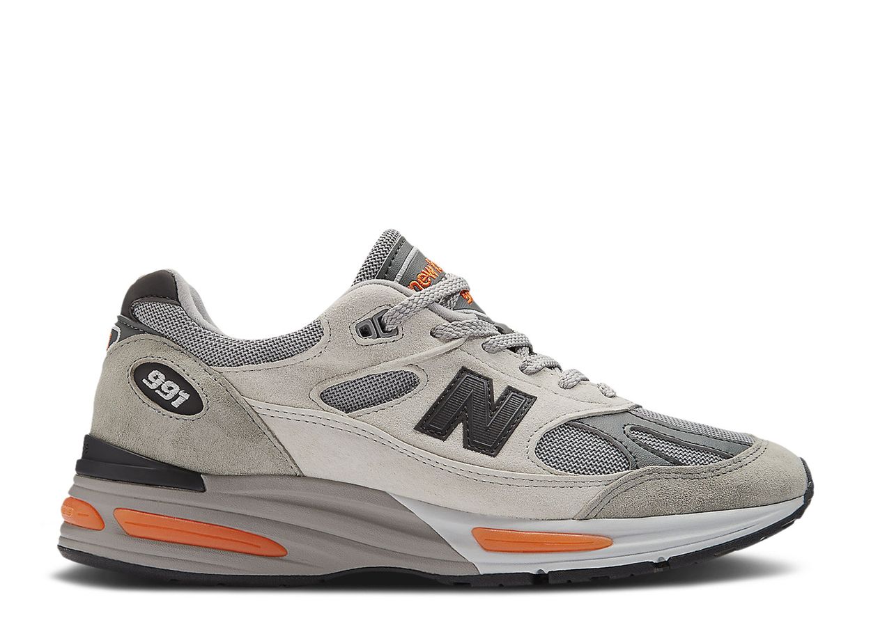 New Balance 991v2 MiUK Pelican Grey Orange (9916837888327)