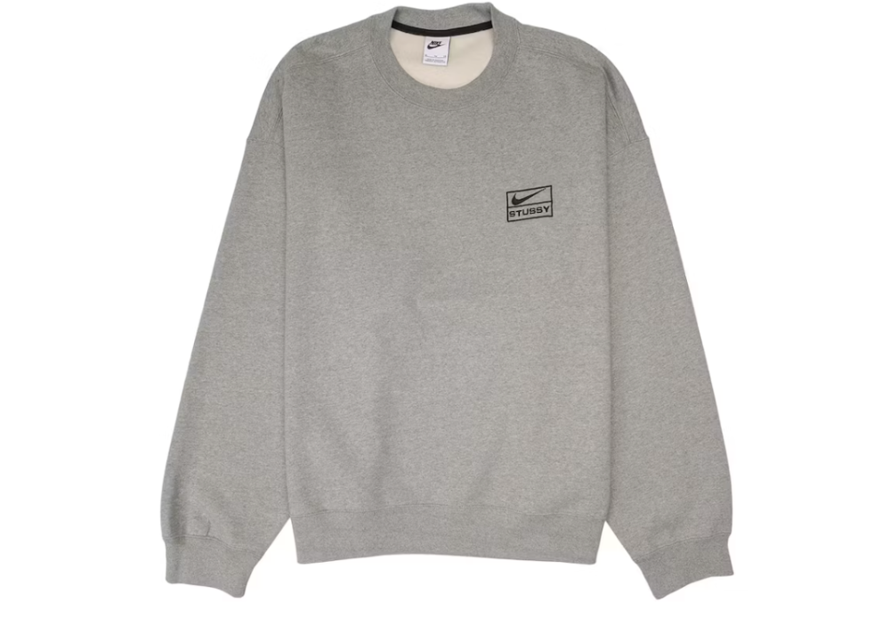 Nike x Stussy Crew Fleece Grey (9865146761543)