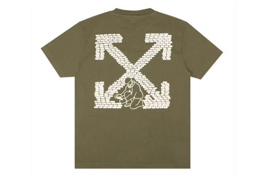 Off-White Bricks Arrow Slim S/S Tee Army Green (9864940650823)