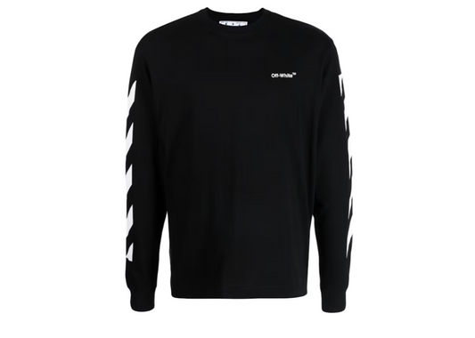 Off-White Diagonal Helvetica Long Sleeve T-Shirt Black/White (9864939831623)