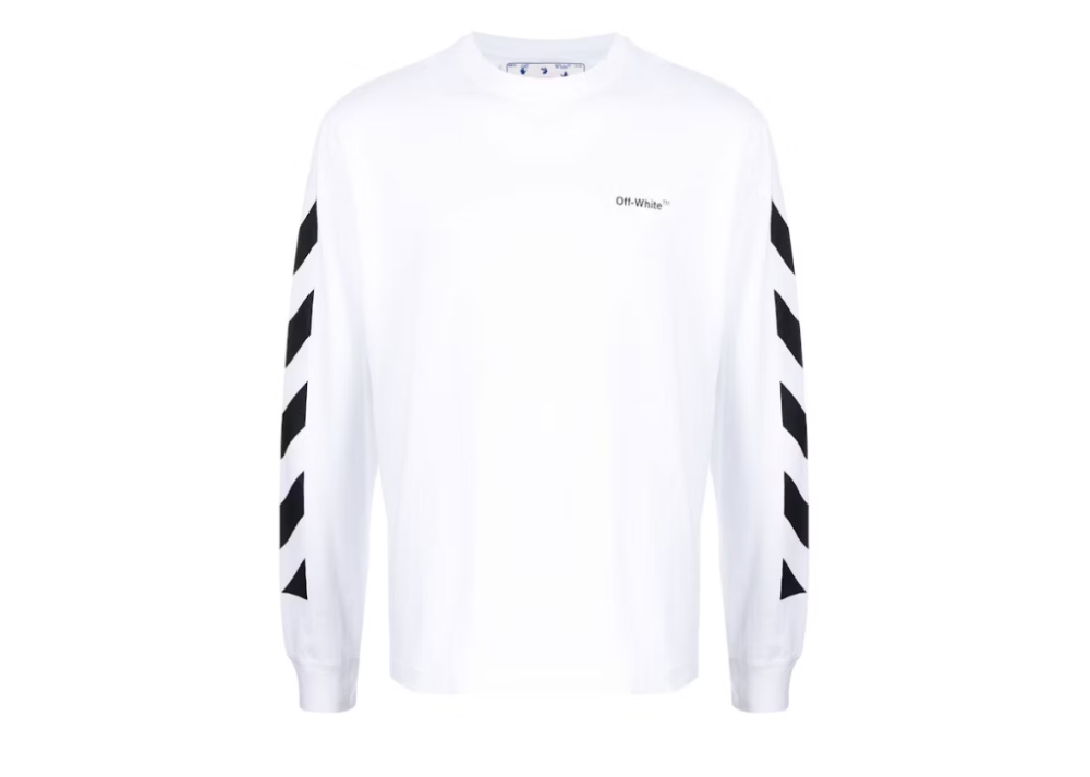 Off-White Diagonal Helvetica Long Sleeve T-Shirt White/Black (9864963981639)