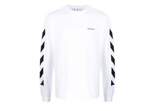 Off-White Diagonal Helvetica Long Sleeve T-Shirt White/Black (9864963981639)