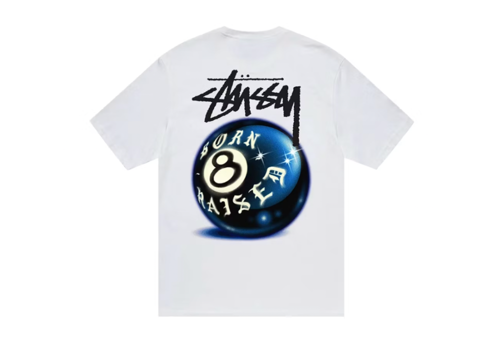 Stussy Born X Raised 8 Ball Tee White (9864859353415)