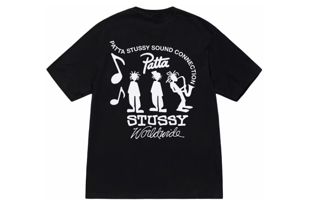 Stussy x Patta Sound Connection Tee Black (9864938946887)