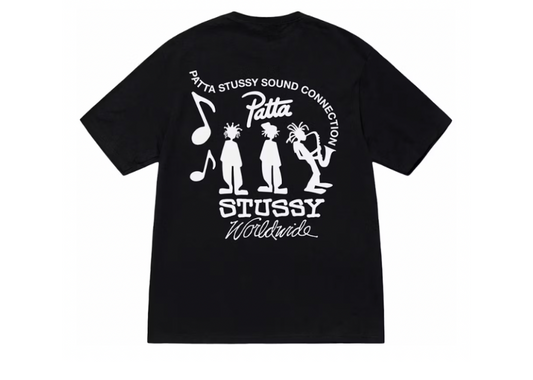 Stussy x Patta Sound Connection Tee Black (9864938946887)