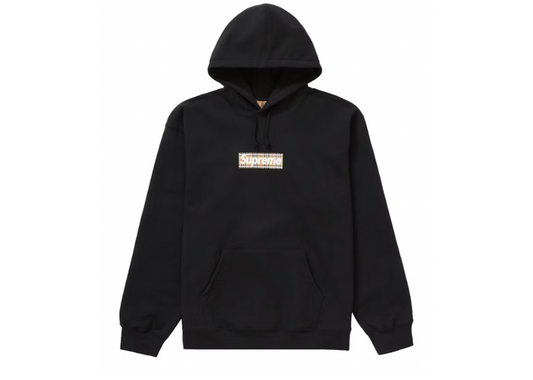 Supreme Burberry Box Logo Hooded Sweatshirt Black (9864965718343)