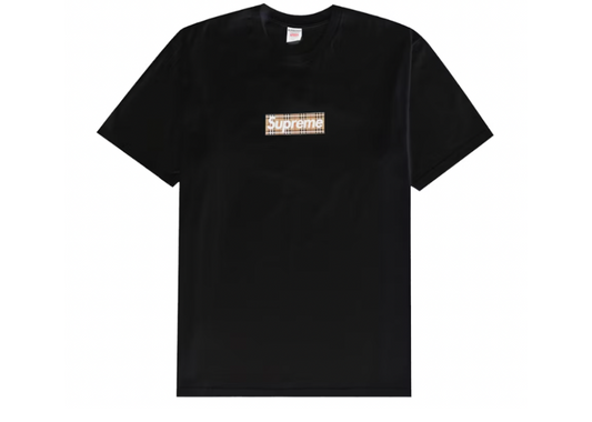 Supreme Burberry Box Logo Tee Black (9865438003527)