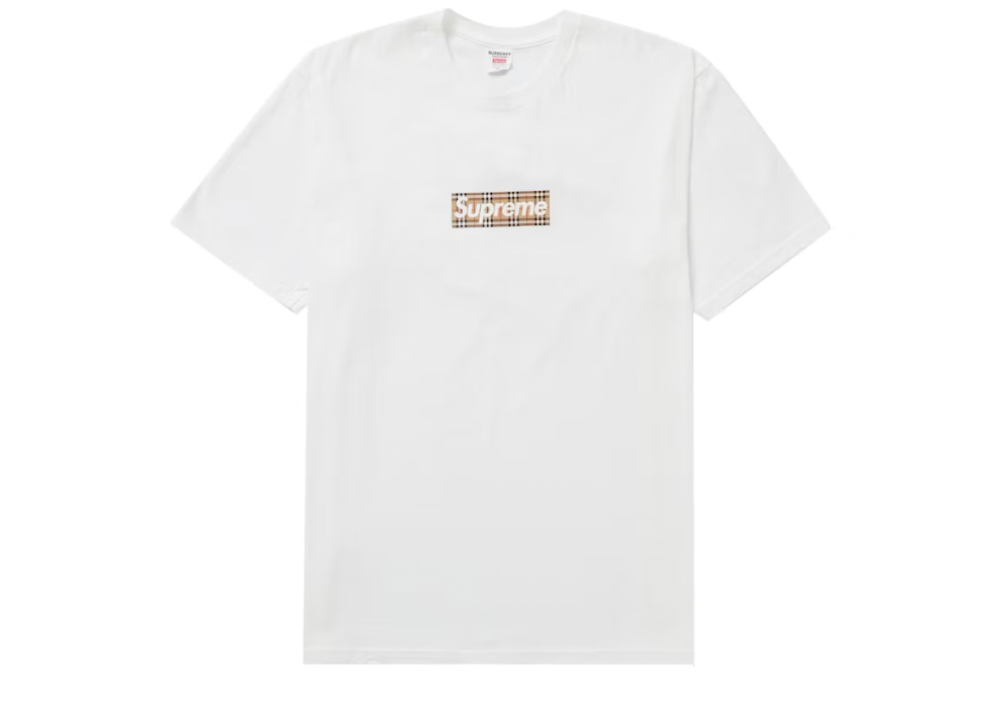 Supreme Burberry Box Logo Tee White (9865438069063)