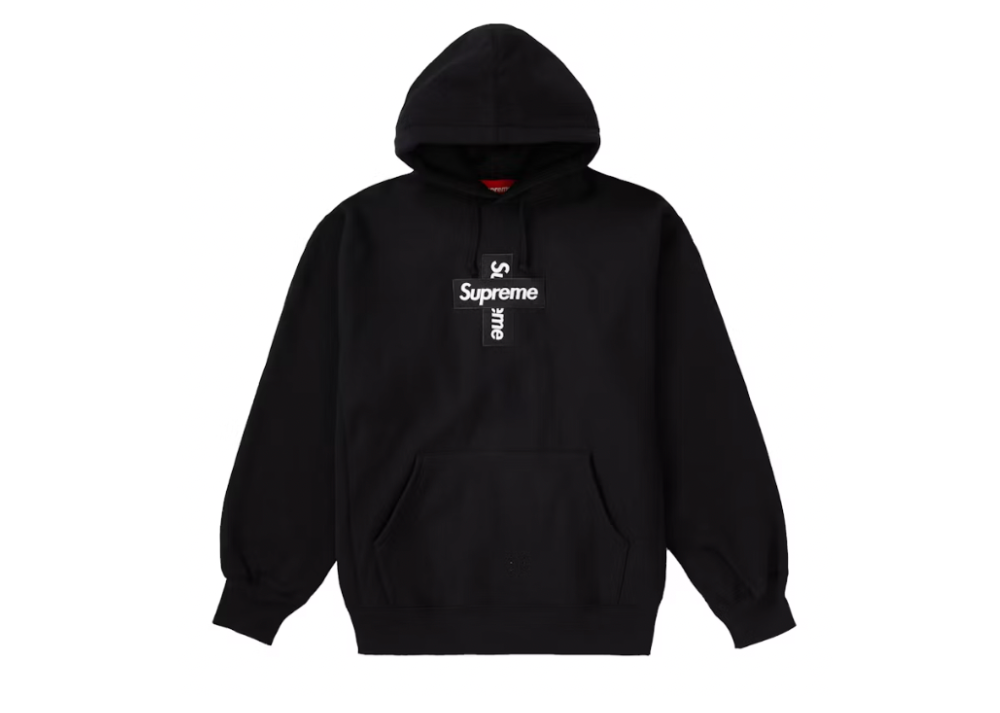 Supreme Cross Box Logo Hooded Sweatshirt Black (9864859582791)