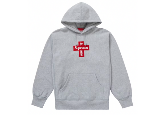 Supreme Cross Box Logo Hooded Sweatshirt Heather Grey (9864981840199)