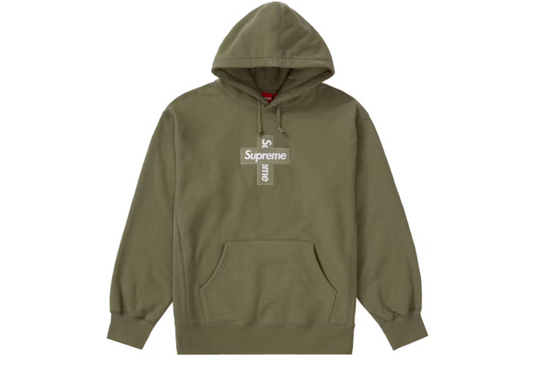 Supreme Cross Box Logo Hooded Sweatshirt Light Olive Light Olive (9864971551047)