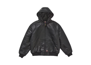 Supreme Dickies Hooded Leather Work Jacket Black (9916836643143)