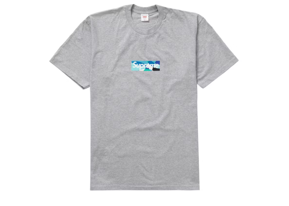 Supreme Emilio Pucci Box Logo Tee Heather Grey/Blue (9864977023303)