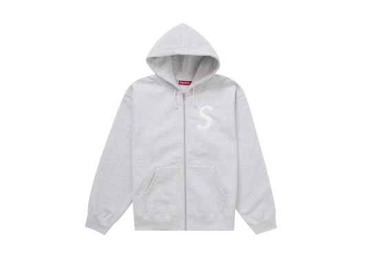 Supreme S Logo Zip Up Hooded Sweatshirt (FW24) Ash Grey (9868306317639)