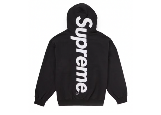 Supreme Satin Applique Hooded Sweatshirt FW24 Black (9864962867527)