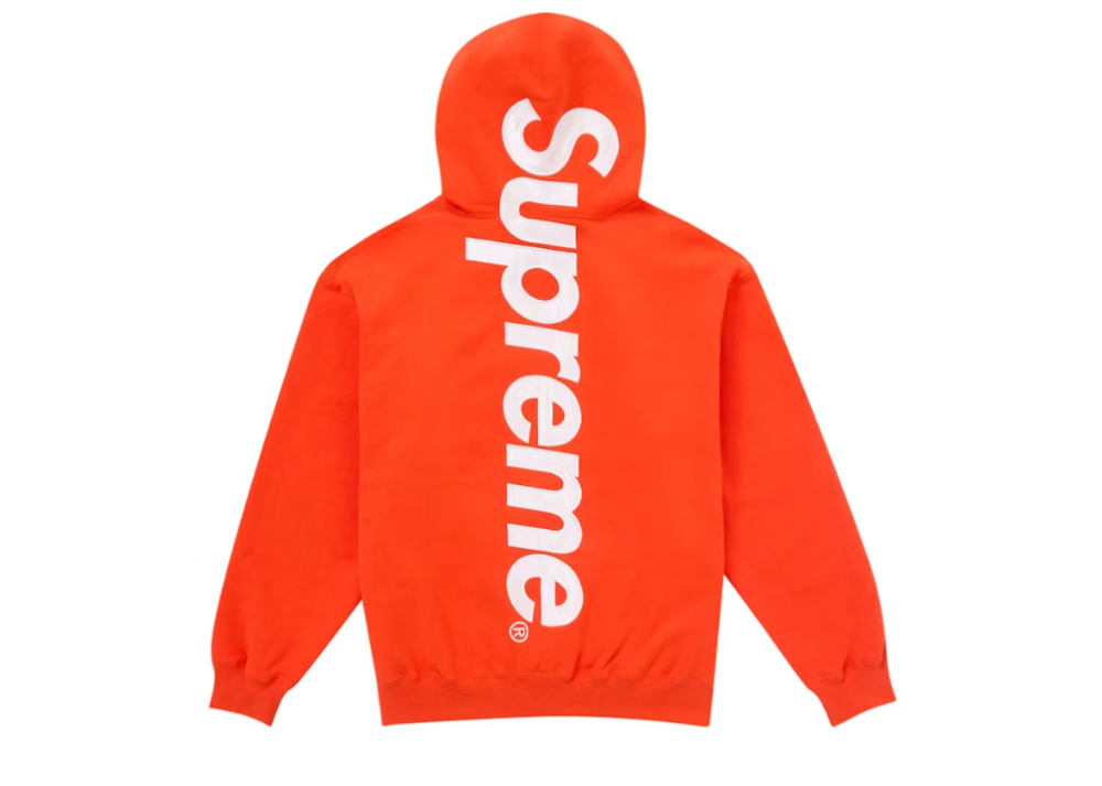 Supreme Satin Applique Hooded Sweatshirt FW24 Bright Orange (9864962900295)