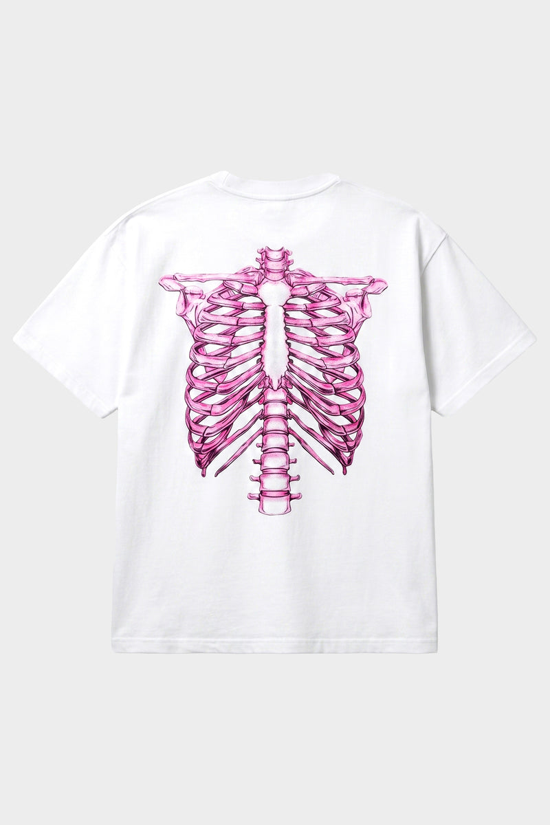 T-SHIRT SKELETON 3D WHITE AND PINK