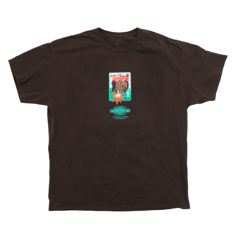 Travis Scott Road To Utopia Las Vegas Joker  T-shirt Brown