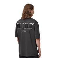 ALLSAINTS Redact Oversized Embroidered Logo T-Shirt Washed Black