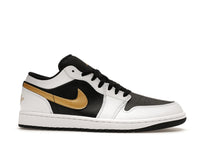 Air Jordan 1 Low White Black Metallic Gold Swoosh