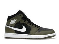 Air Jordan 1 Mid Black White Olive