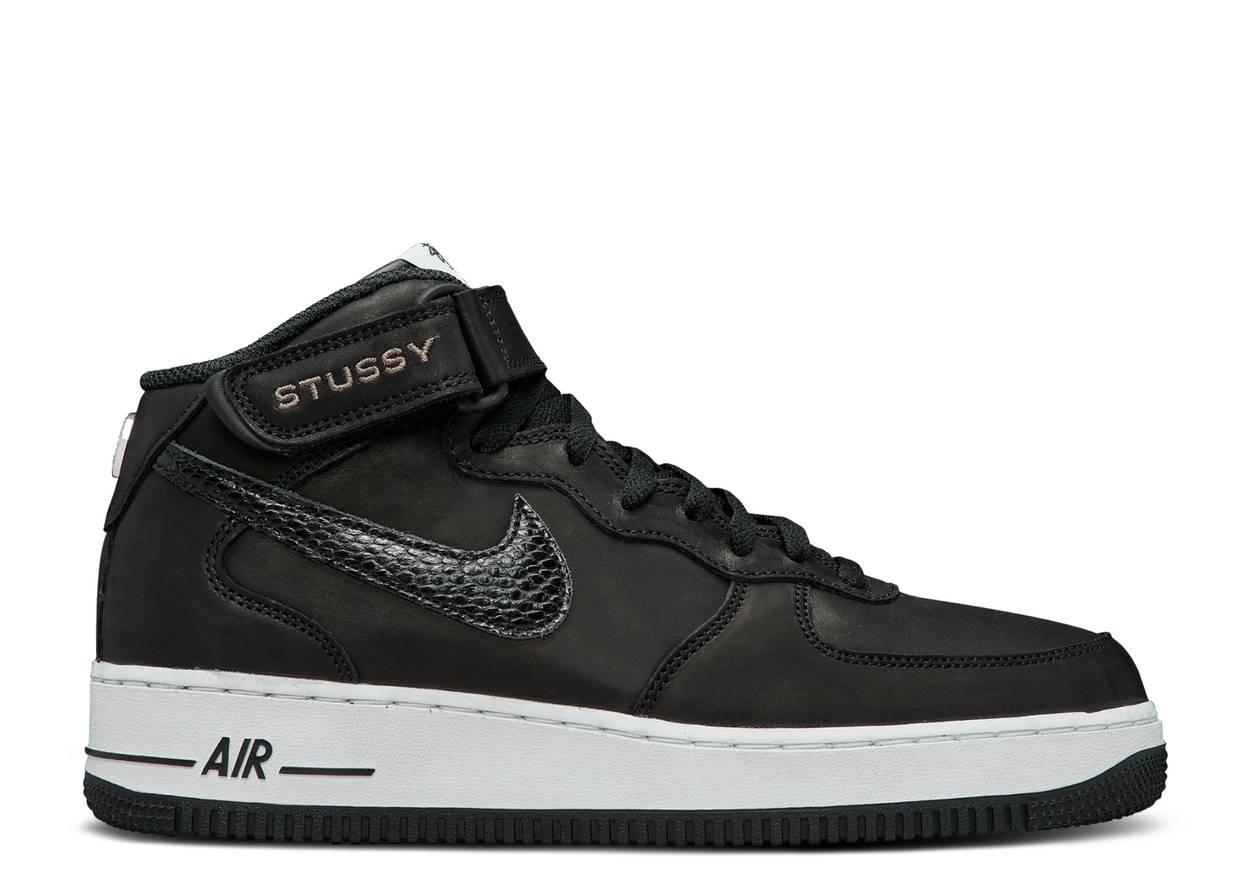 Nike Air Force 1 Mid Stussy Black Snakeskin (9865172582727)