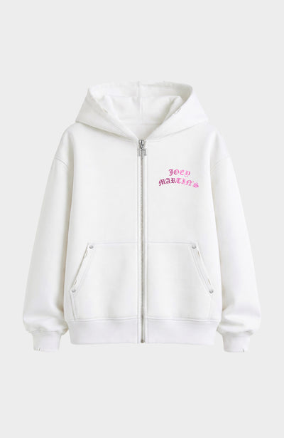 SWEAT ZIP SKELETON 3D PINK WHITE