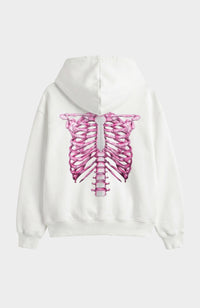 SWEAT ZIP SKELETON 3D PINK WHITE