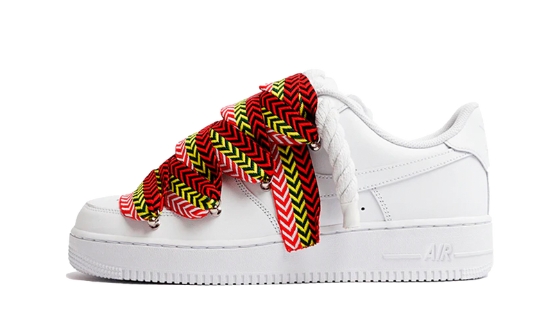 Nike Air Force 1 Low Triple White Lanvin Laces Red