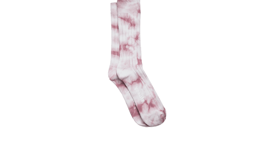 Dyed Ribbed Crew Socks Pink